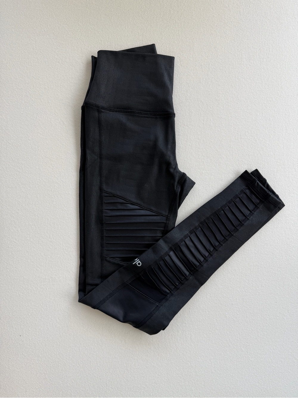 Alo Yoga Black Moto Ribbed Leggings
